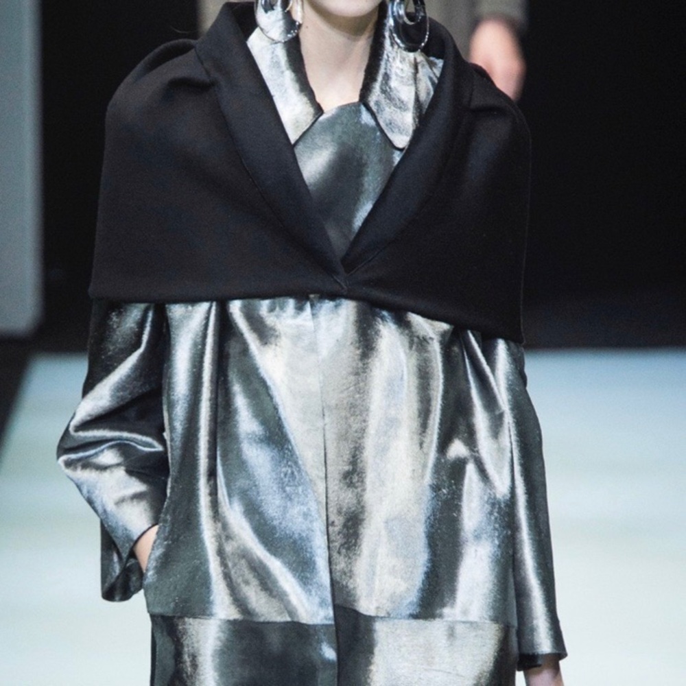 Giorgio Armani Metallic Pony Hair Trench Coat